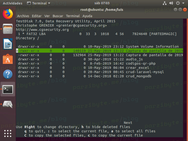 Testdisk Recuperar Archivos Eliminados En Linux Ubuntu Parzibyte S Blog