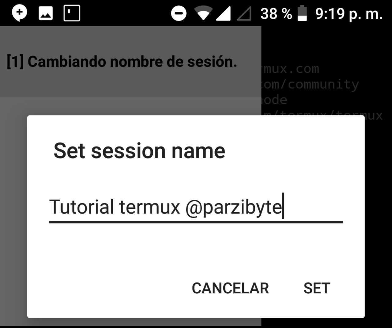 Change session name Termux