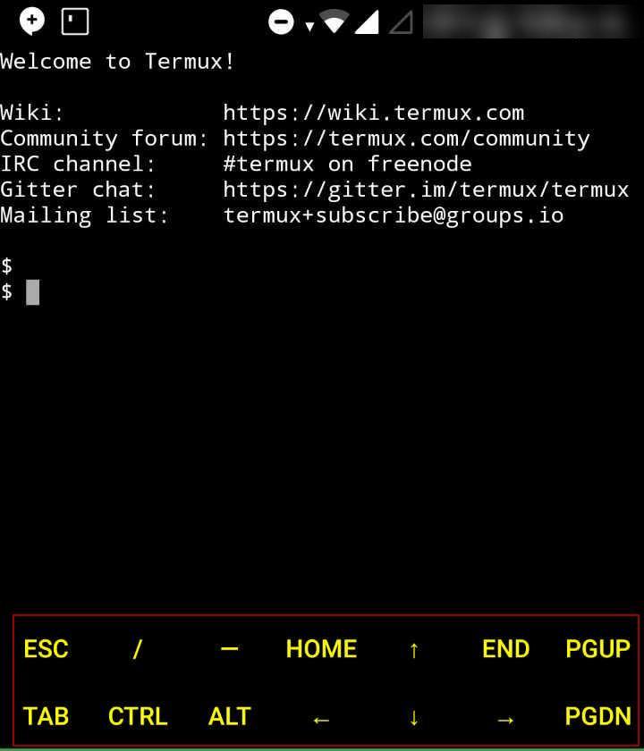 Help keys on Termux. Vol Up + Q