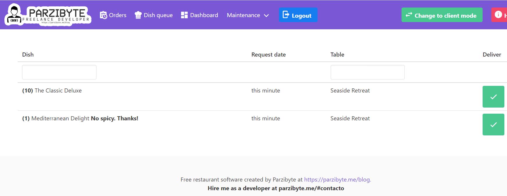 Kitchen Module - Reviewing Dishes for Delivery