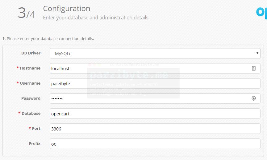 3.1 Configure database for OpenCart 3