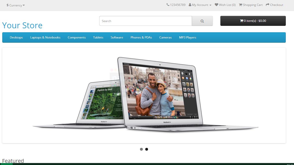6 - First online store created with OpenCart