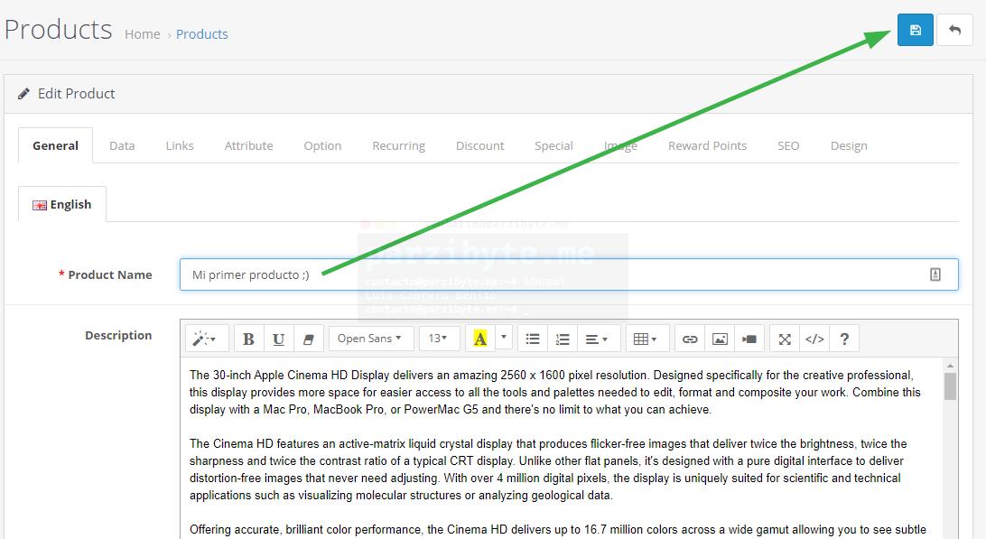 6.3 - Save product changes - OpenCart