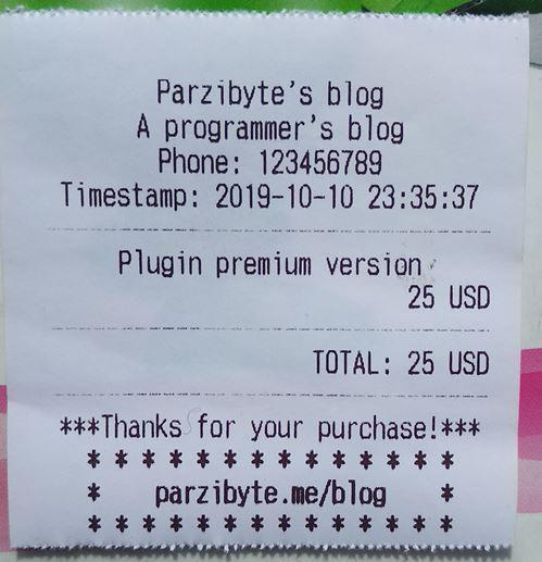 Thermal printer plugin - Receipt example