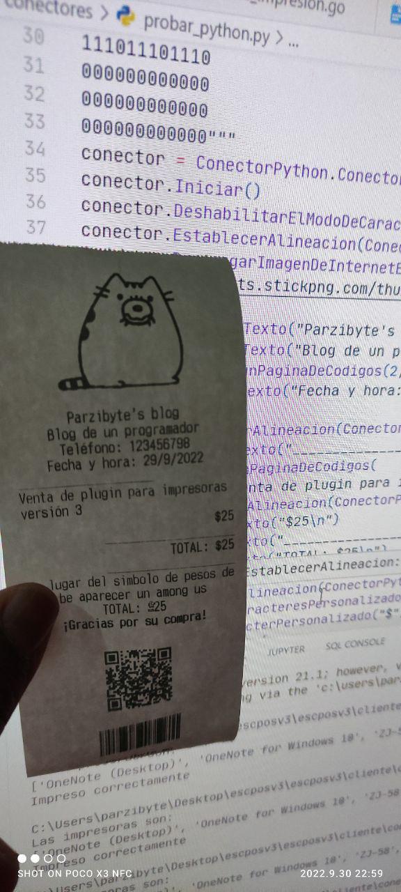 Python receipt printing - Using ESC POS Commands on thermal printer