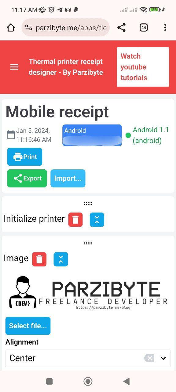 Designing a receipt on Android mobile to print on thermal POS printer