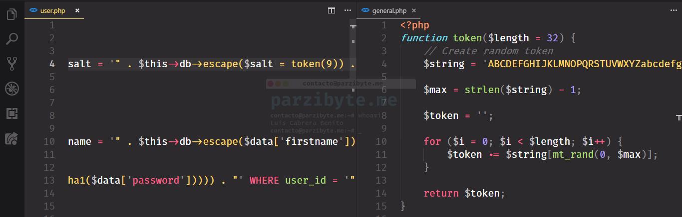 Generate salt for opencart password