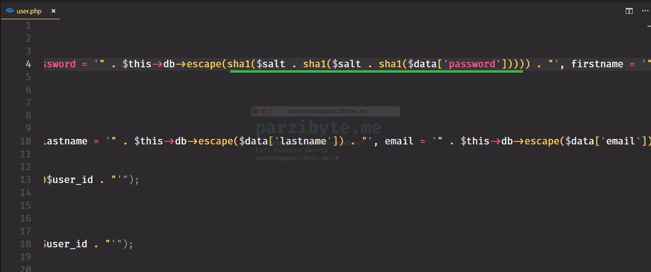 Hashed OpenCart password with SHA1