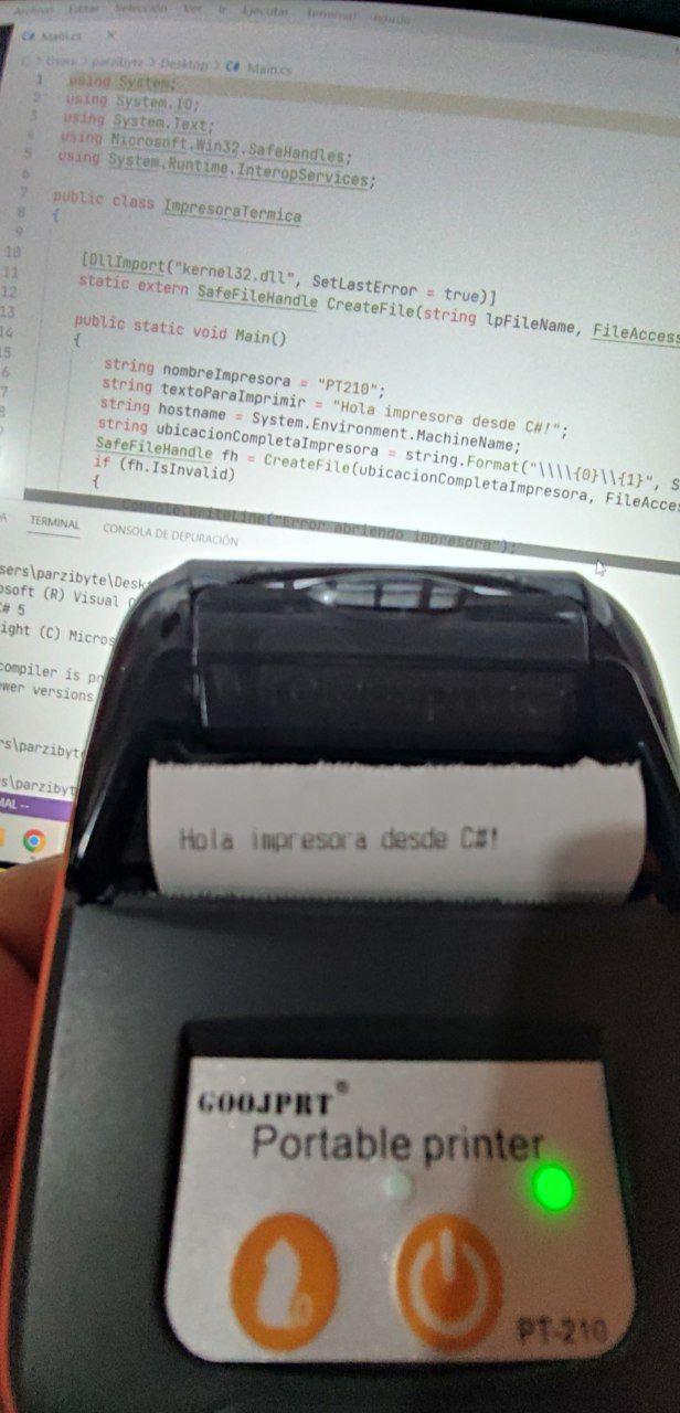 C# and Thermal printer - print text and feed
