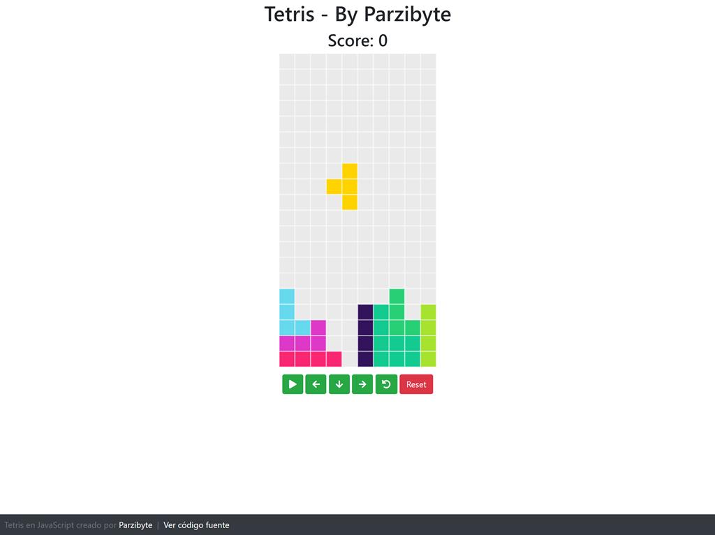 Parzibyte playing tetris game written in JavaScript (open source software)