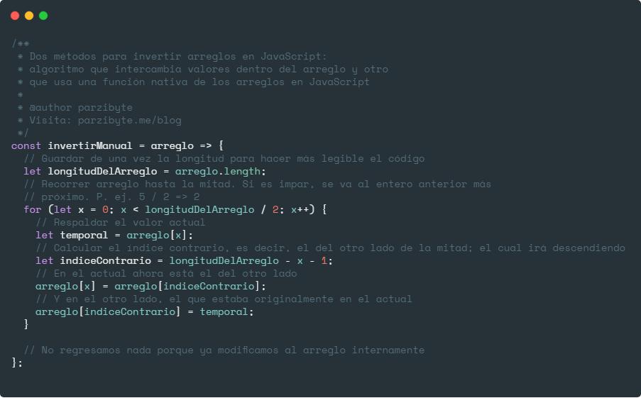 Invertir arreglo en JavaScript