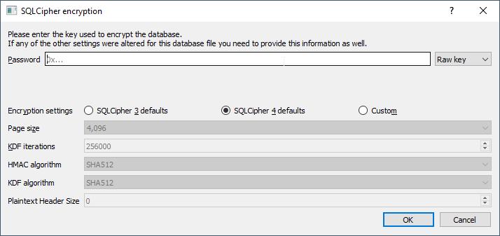 Abrir base de datos SQLite3 cifrada