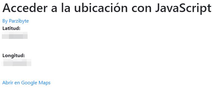 Mostrando ubicación obtenida con JavaScript