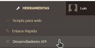 Ir a herramientas y Desarrolladores API para acortar shorte.st con PHP
