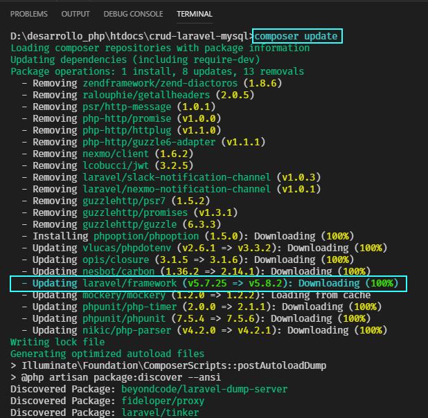 Actualizando laravel a última versión