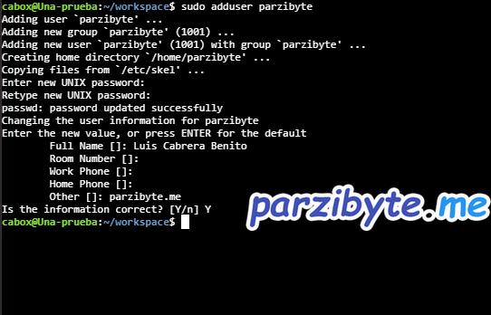 Crear usuario en Ubuntu con adduser