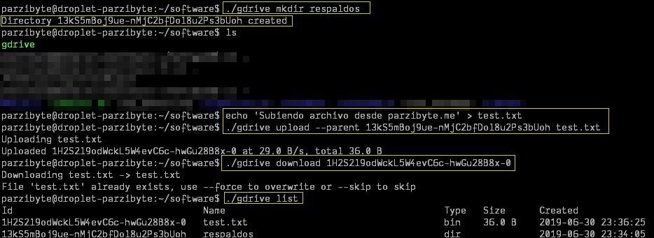 Administrar cuenta de Google Drive desde Linux y la línea de comandos