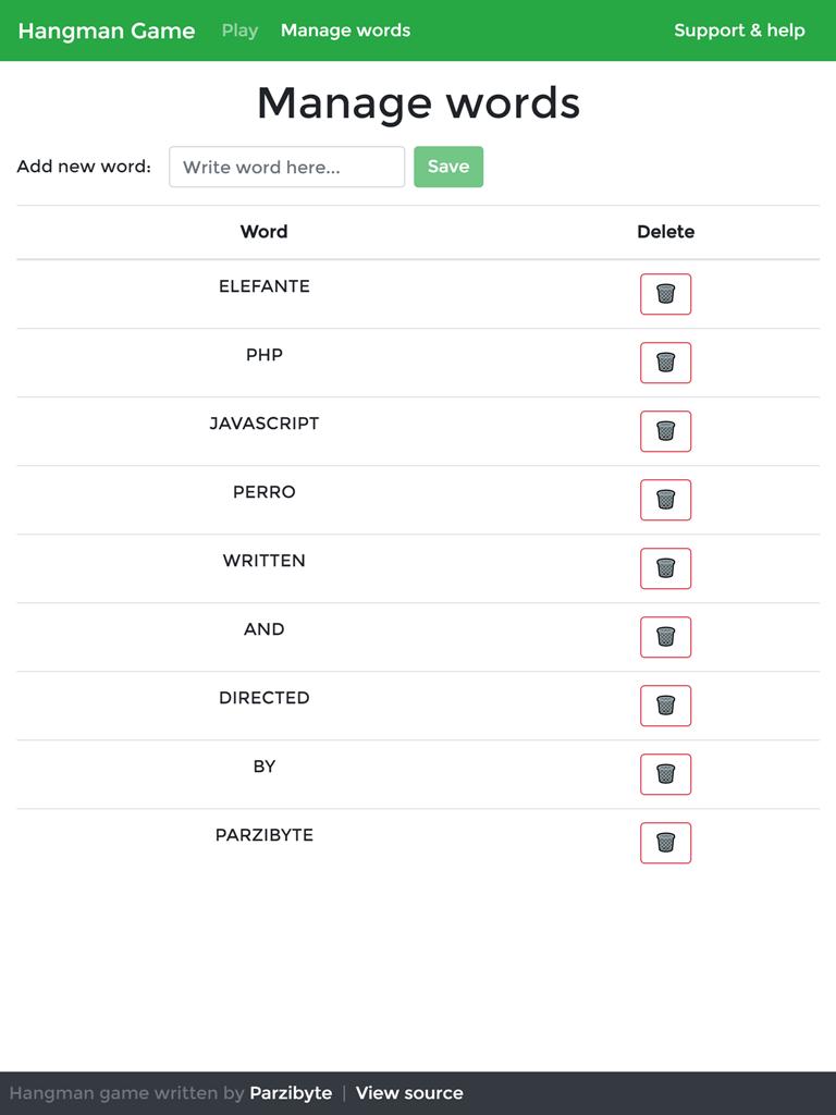 Gestionar banco de palabras para ahorcado con JavaScript y Local storage