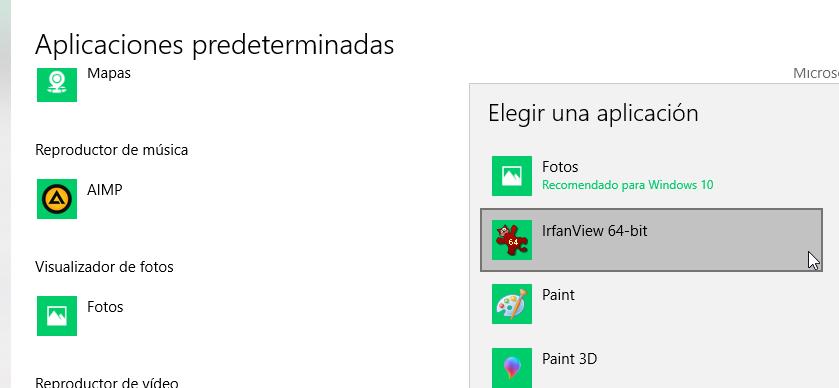 Cambiar aplicación de fotos predeterminada