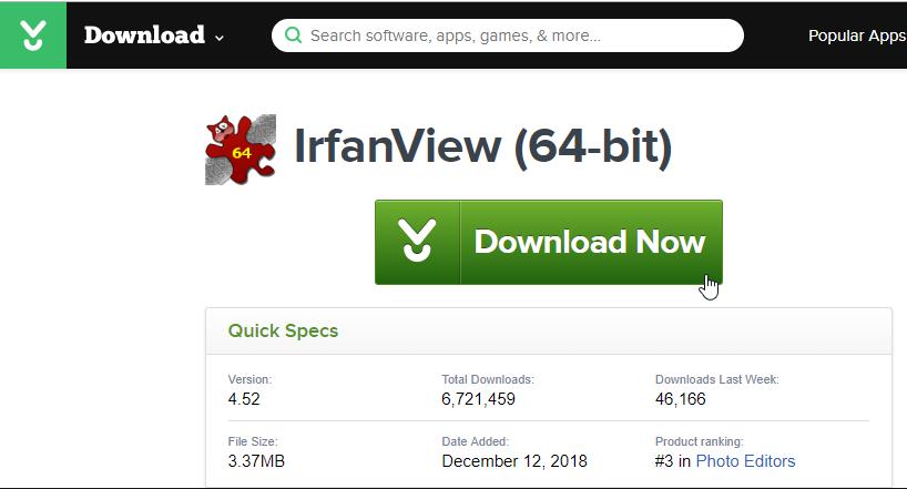 Descargar IrfanView desde Cnet
