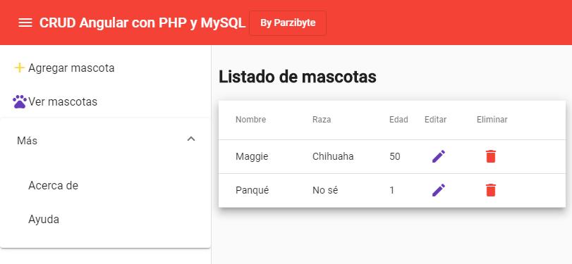 CRUD angular con PHP y MySQL (usando Angular Material)