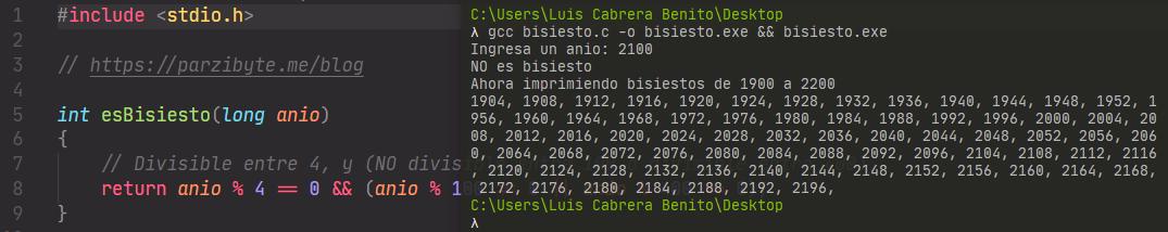 Año bisiesto en C - Programación