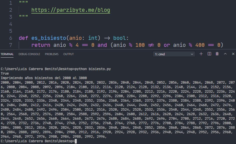 Año bisiesto con Python - Programación