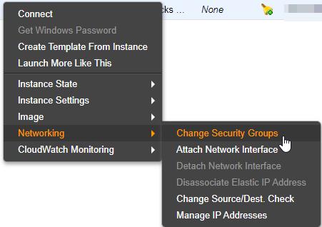 Cambiar security groups en instancia de aws