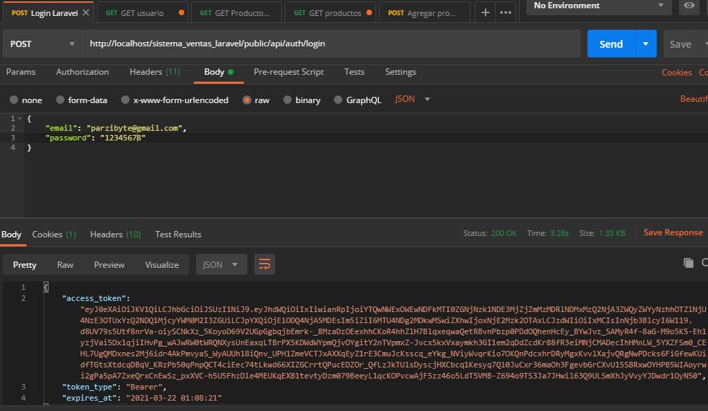 Autenticación en API REST de Laravel usando token