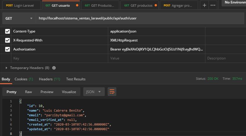Consumir API REST de Laravel con Postman - Probando API JSON