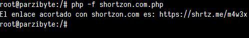 Ejemplo de consumo de API de shortzon con PHP
