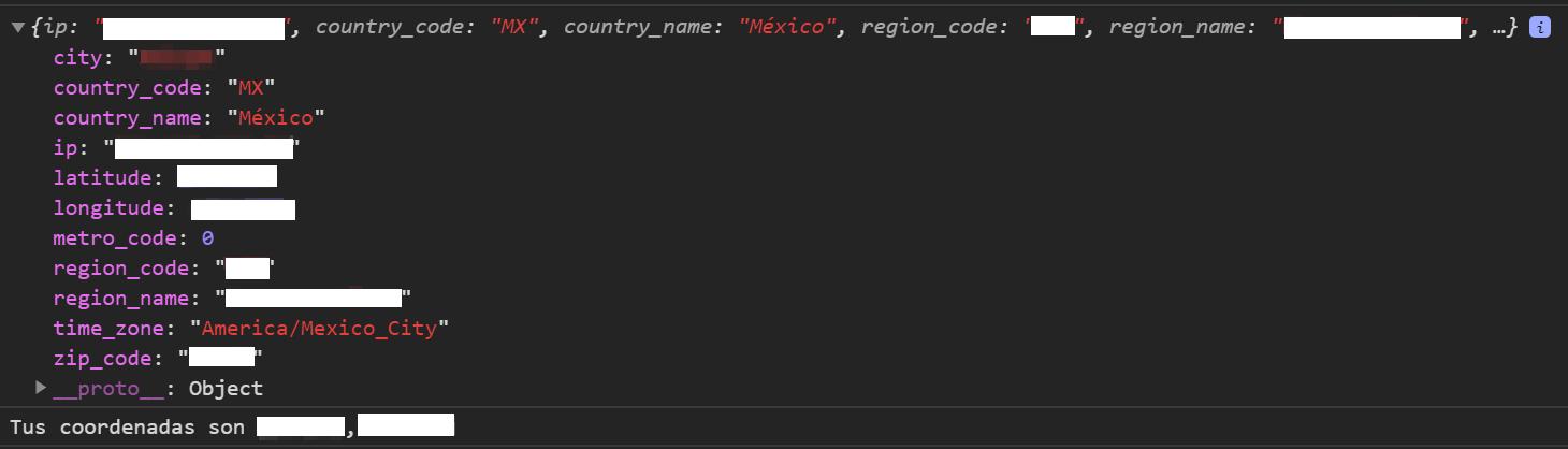 Ubicación con JavaScript y API