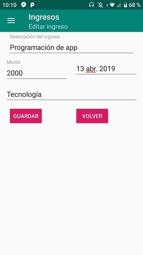 Editar un ingreso