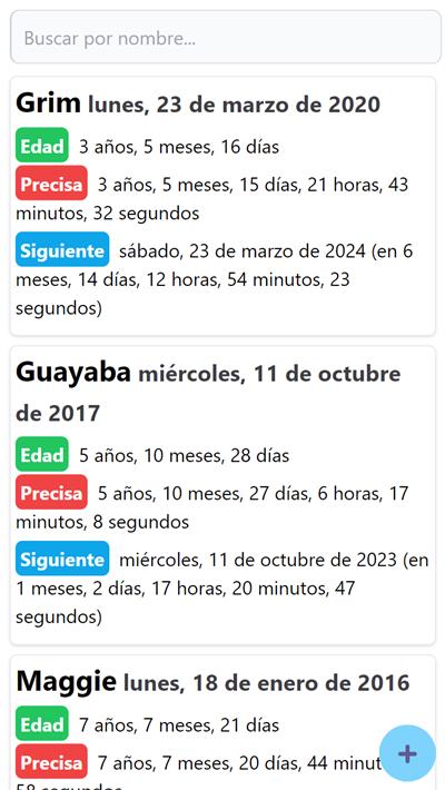 App de cumpleaños - Mostrar personas registradas con edad al día de hoy