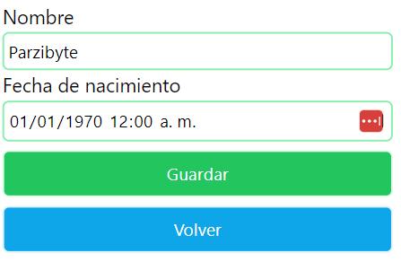 Registrar nombre y fecha de nacimiento para calcular edad actual