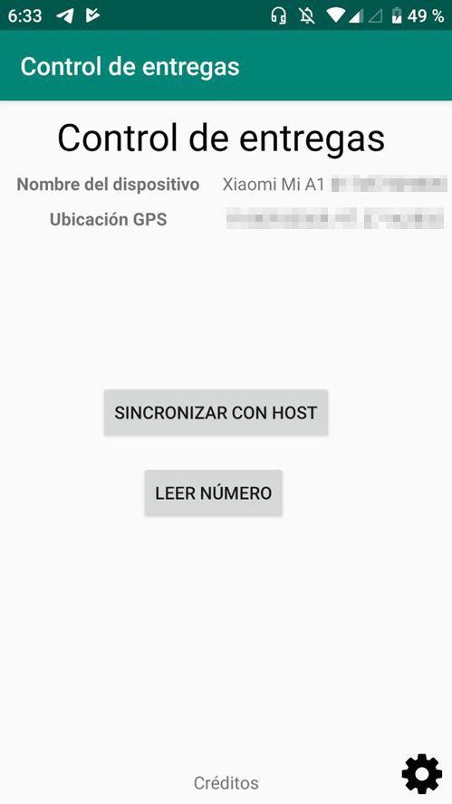 Pantalla principal de la app de entregas con Android