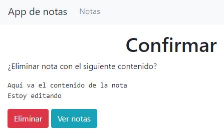 Formulario para pedir confirmación de eliminación de nota