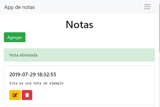Alerta indicando que la nota fue eliminada - App de notas con MySQL y PHP