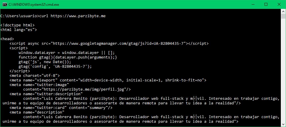 Curl para descargar HTML