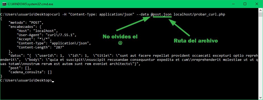 Enviar contenido de archivo con curl