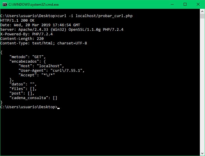 Mostrar encabezados HTTP de respuesta con curl y opción i