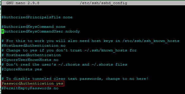 Cambiar password authentication