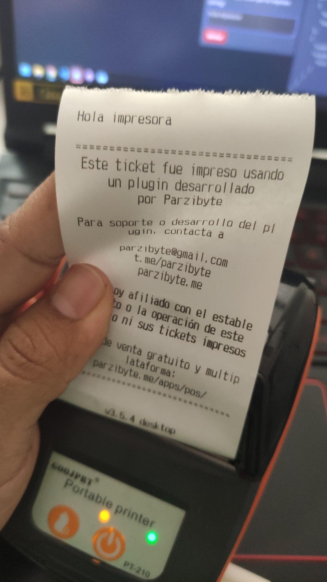 Ticket impreso correctamente