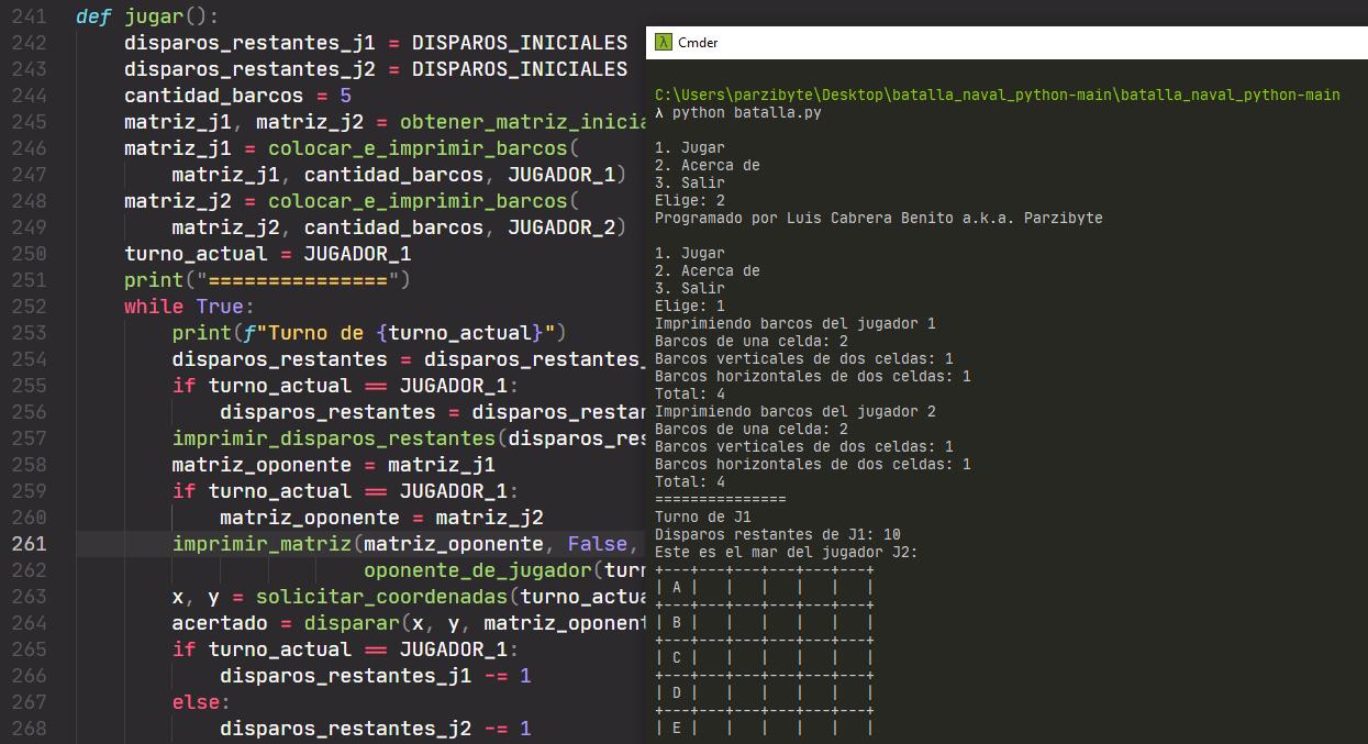 Jugando batalla naval - Juego programado con Python