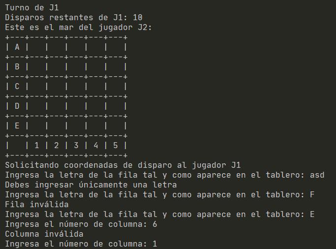 Solicitar coordenadas para disparar - Juego battleship con Python