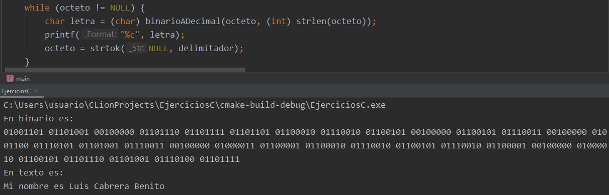 Binario a texto en C - Demostración de traductor
