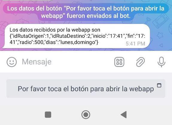 Enviar datos de botón de Mini App Web a Bot de Telegram