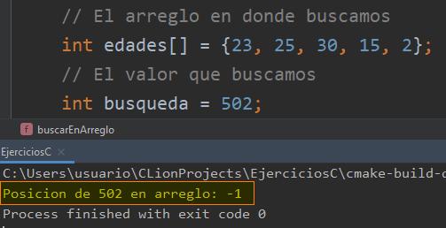 Elemento no existe en arreglo de C