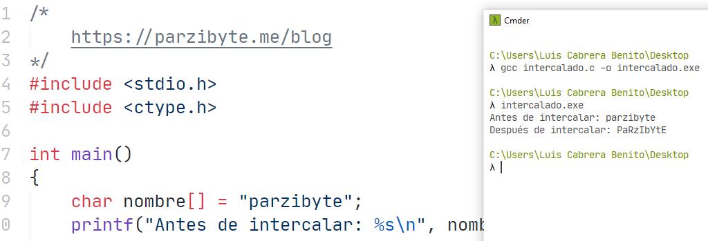 Intercalar mayúscula y minúscula en C - Programación