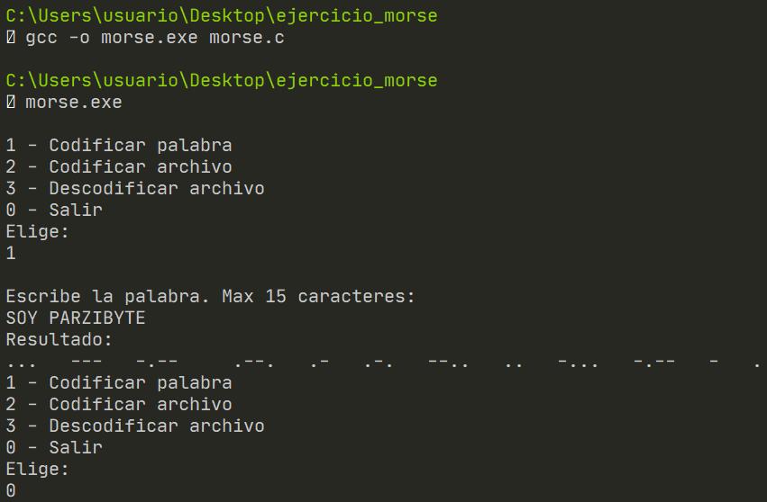 Código Morse en C - Ejercicio con archivos de texto